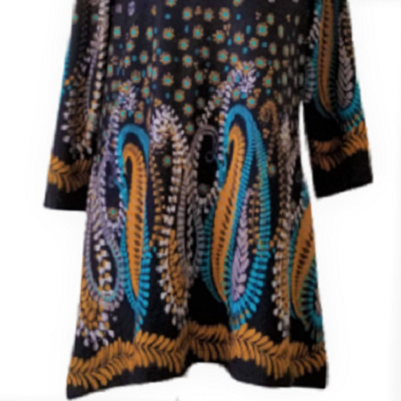 CREATION Women’s A- Line Black Tunic Dress Paisley Print - Size S - Picture 3 of 5